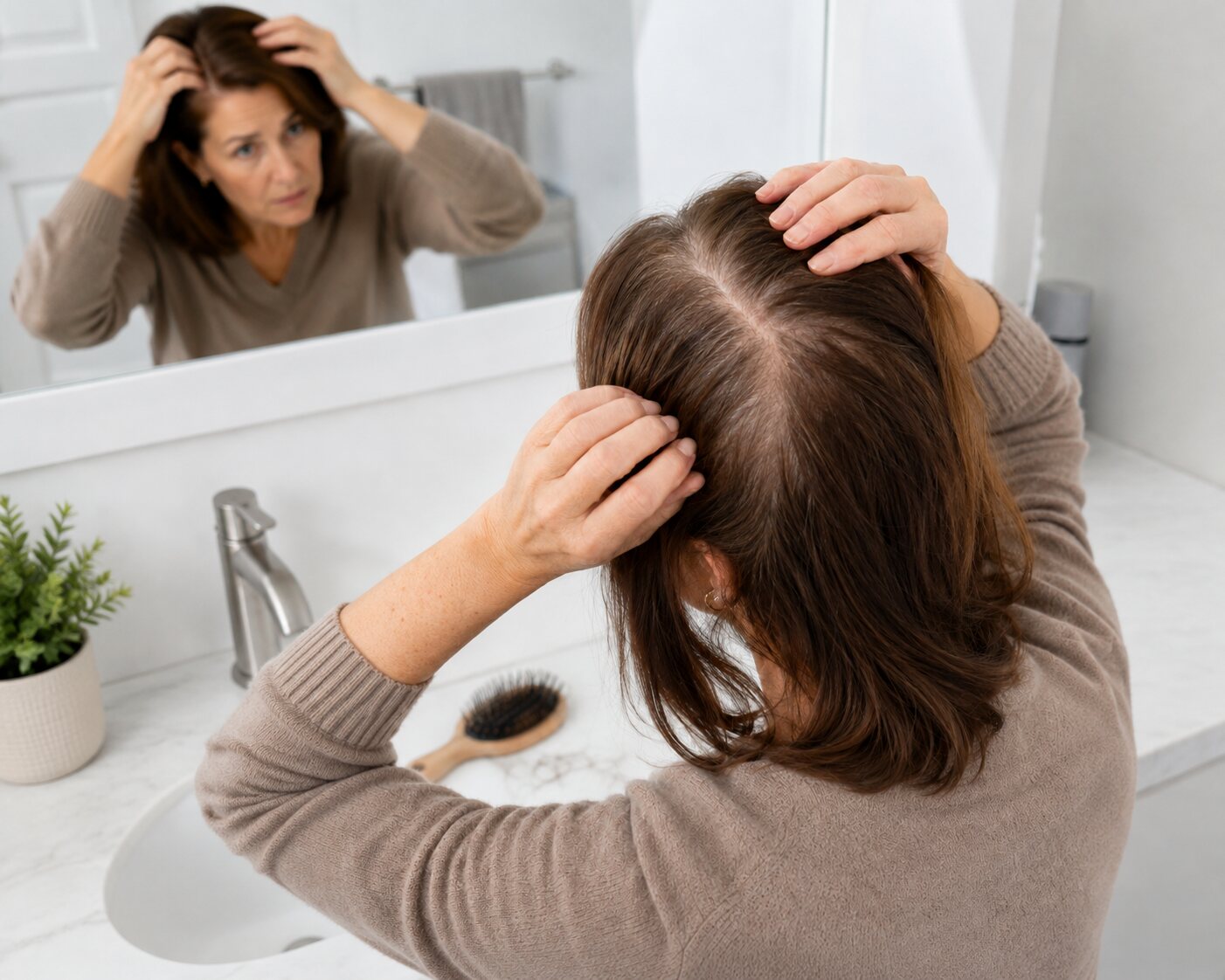 Diffuse hair loss visible across a large part of the scalp.