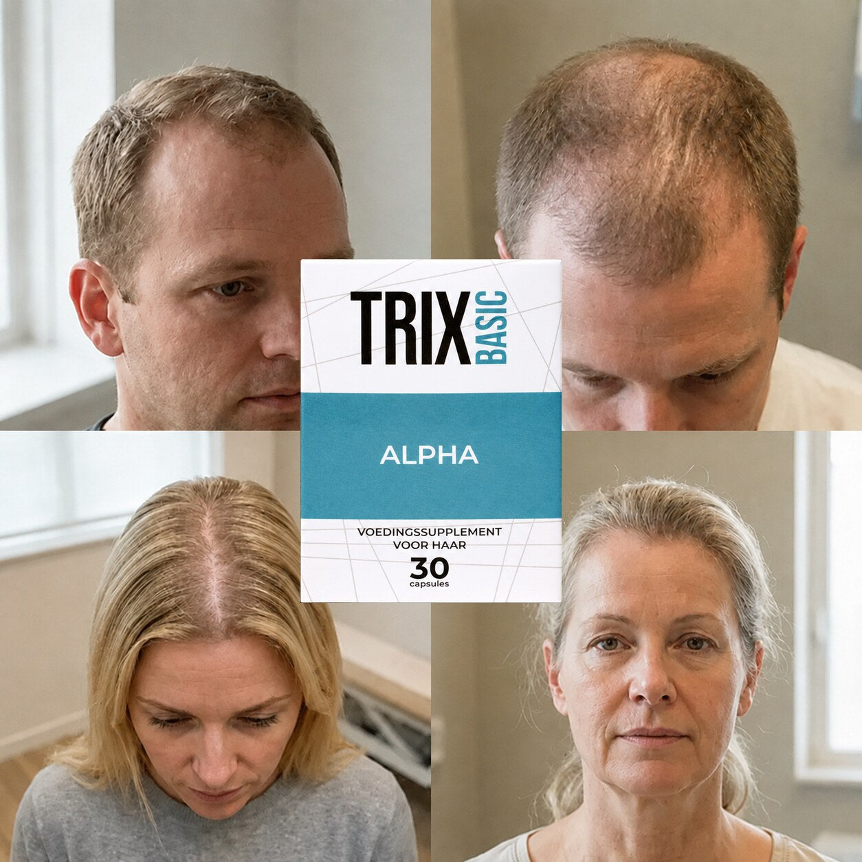 TRIX Basic Alpha for hair patterns consistent with androgenetic alopecia in men and women.