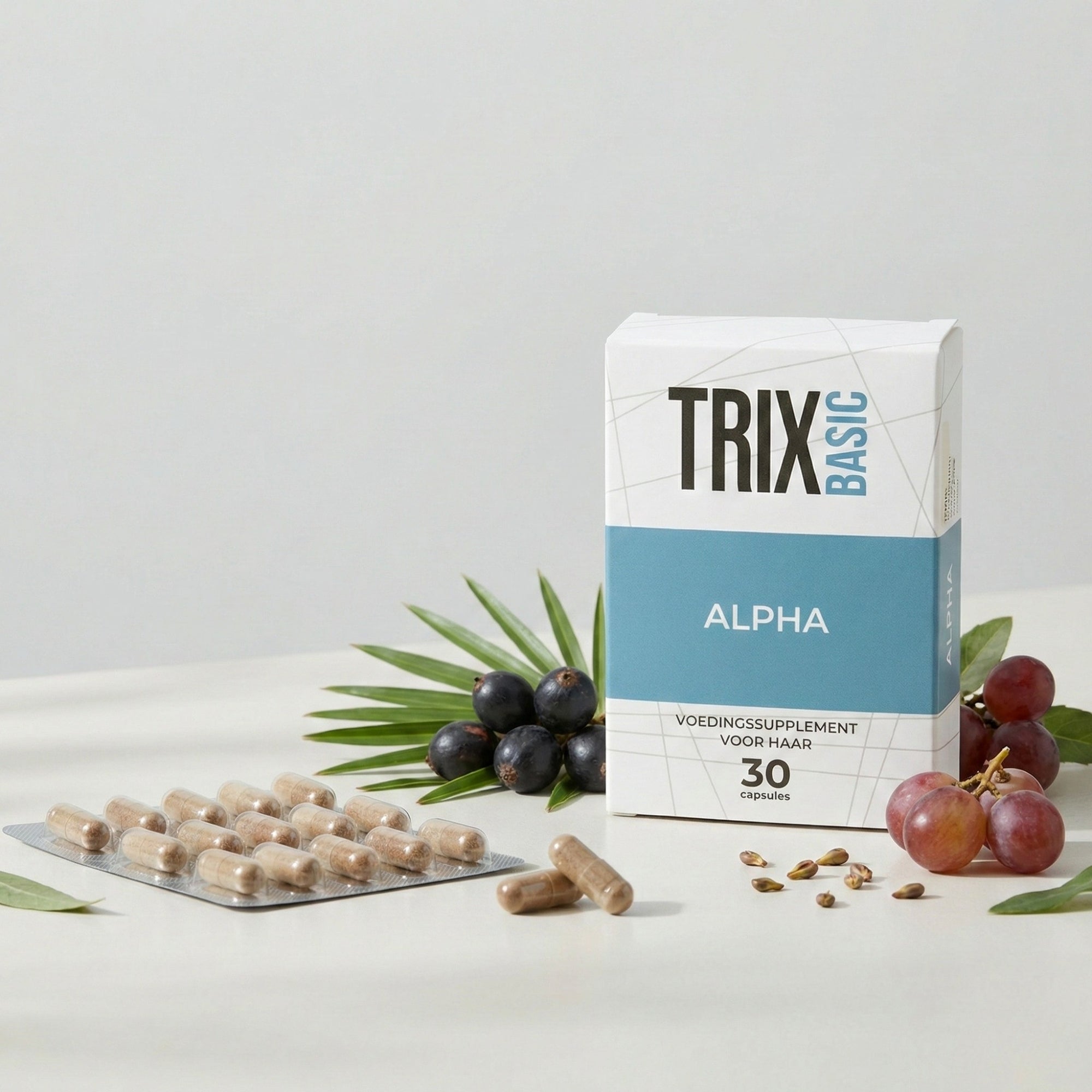 TRIX Basic Alpha with botanical ingredients and capsules