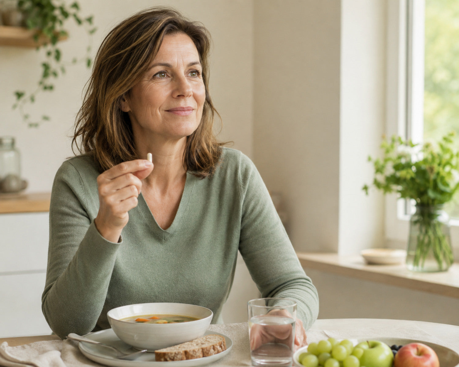 Woman combines daily nutritional support with a complete recovery meal