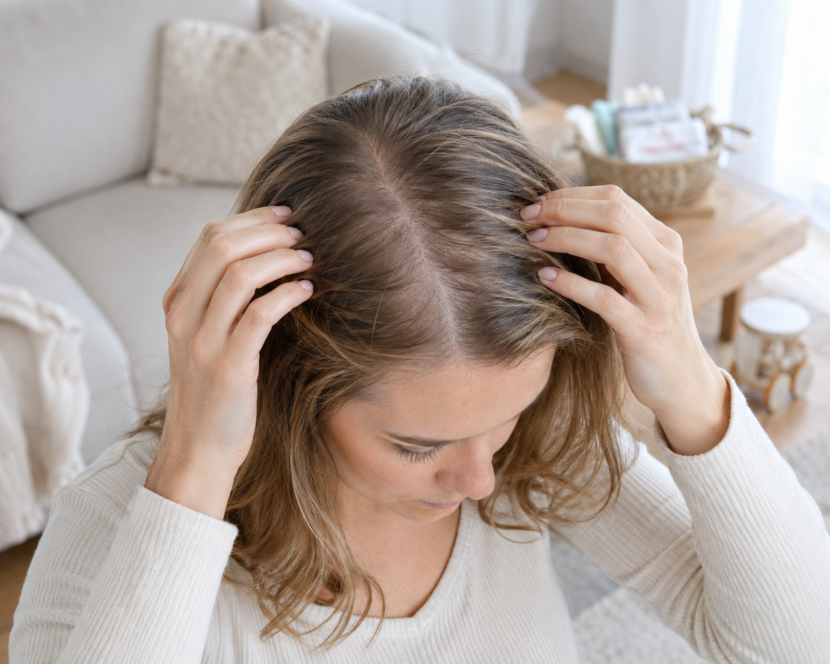What does postpartum hair loss look like?